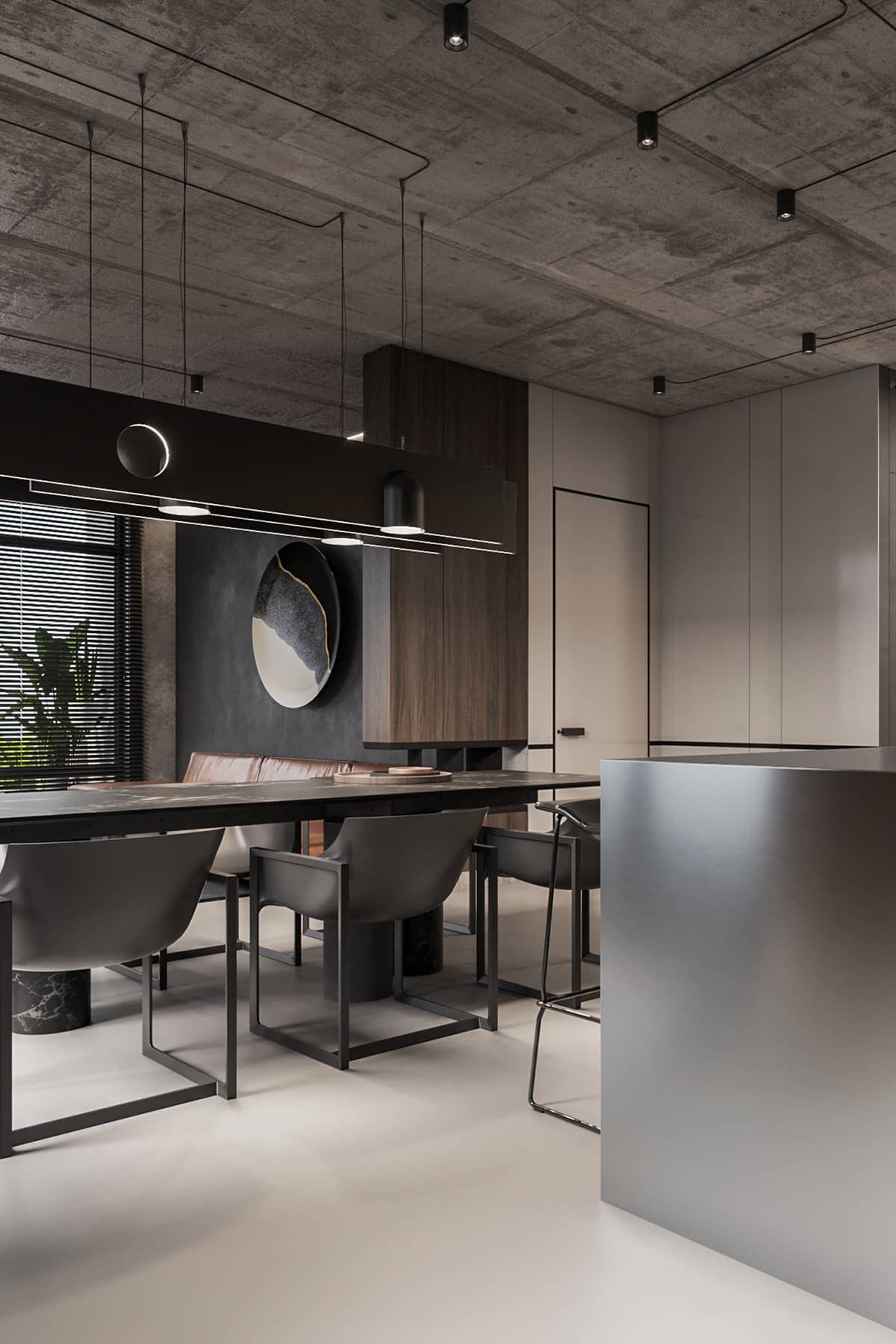 Dining area with steel elements