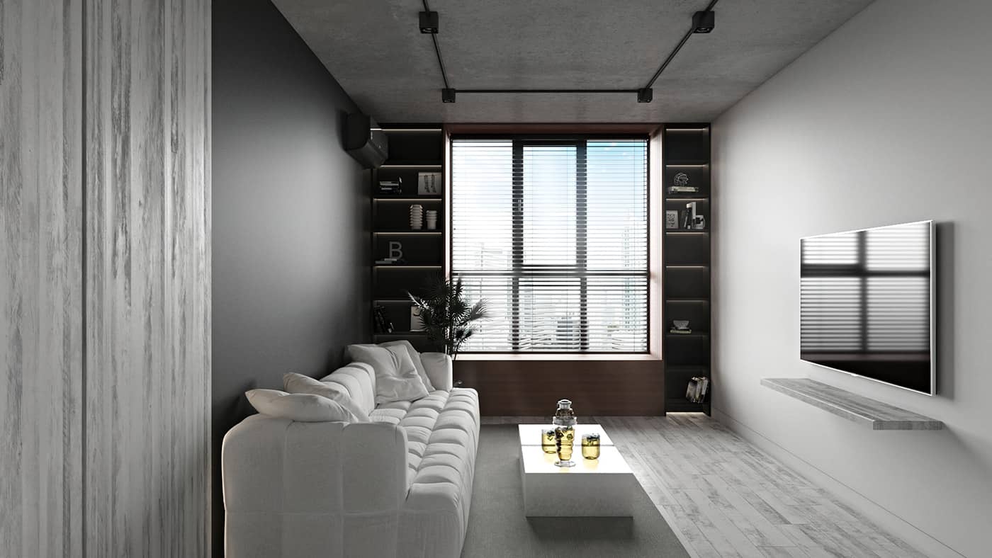 Industrial kitchen with metal fixtures