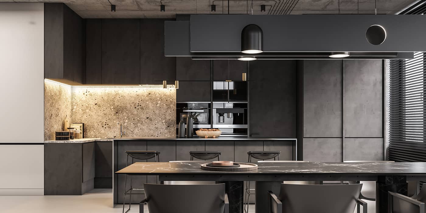 Dining area with steel elements